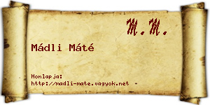 Mádli Máté névjegykártya